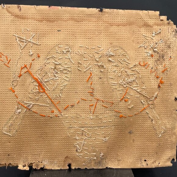 Vintage Plastic Button and Glass Bead Parrots and Flower Paper Backed Picture - Picture 5 of 8